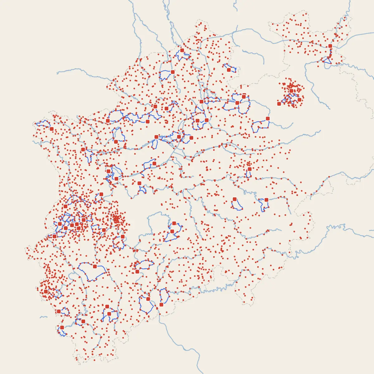 Alle 3.051 Knotenpunkte in NRW als Punktwolke